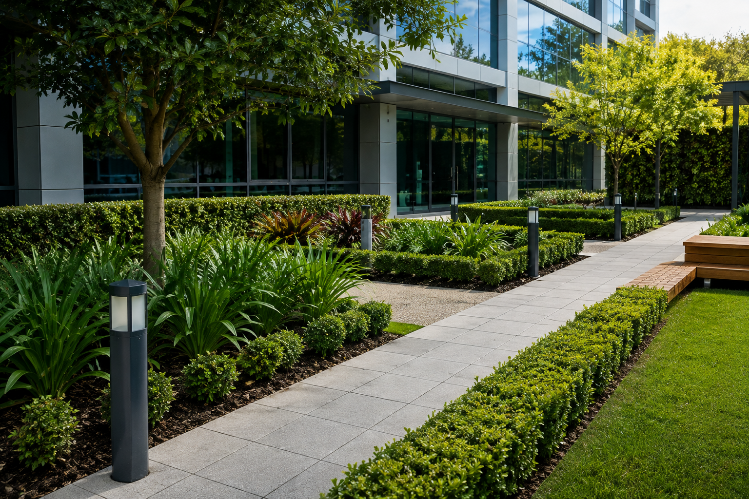 Commercial Gardening Contract Maintenance
Professional gardener performing routine maintenance at a commercial property